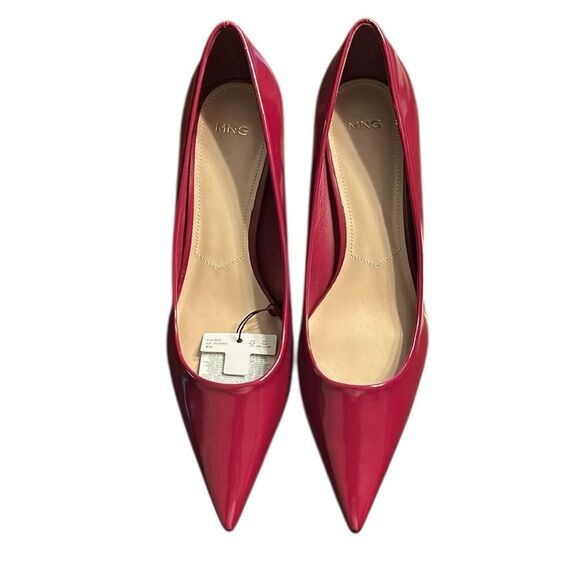 Mango Burgundy Patent Leather Effect Kitten Heel Shoes(Size 39) - Picture 4 of 9